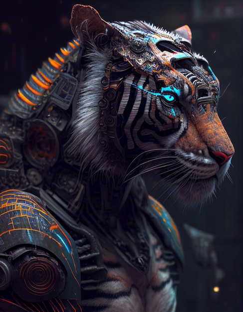 Cyberpunk Tiger IA realista gerada