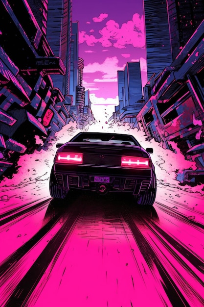 Cyberpunk vehículo en movimiento fondo de pantalla de alta velocidad