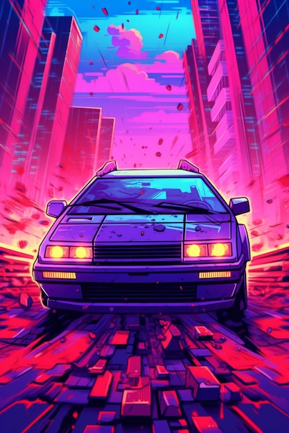 Cyberpunk vehículo en movimiento fondo de pantalla de alta velocidad