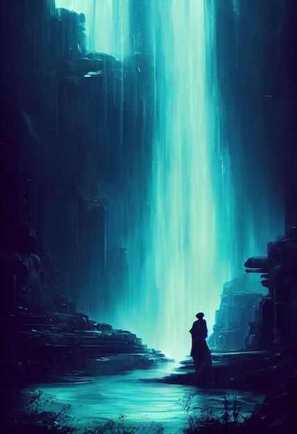 Cyberpunk-Wasserfall