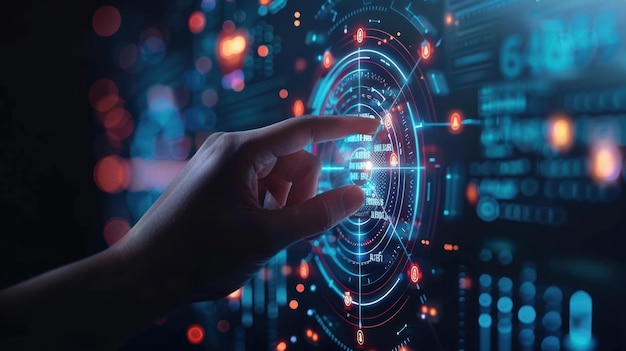 Cybersicherheit und Datenschutz im Internet Die Person, die berührt