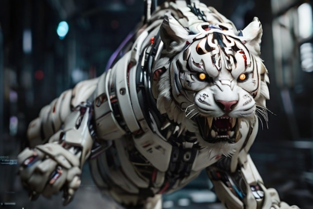 Foto cybertech tigre branco selvagem atacando