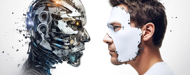 Cyborg de negócios conceito de fundo trabalho de engenharia pessoas inteligência ciência tecnologia robótica mente artificial futurista