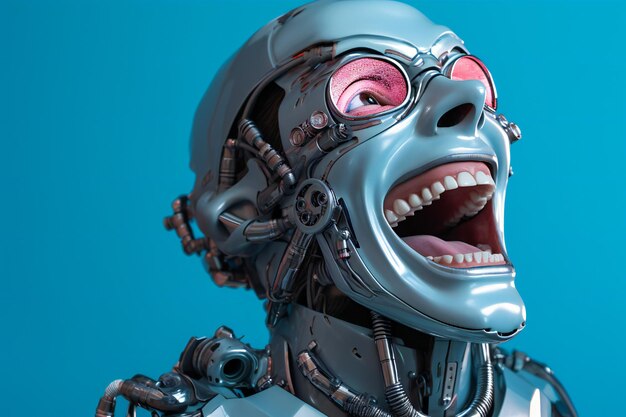 Foto cyborg gracioso y aterrador con espacio de copia vacío