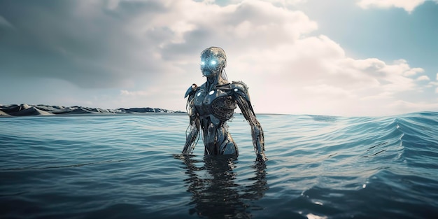 Cyborg-Männchen im Ozean Generative KI