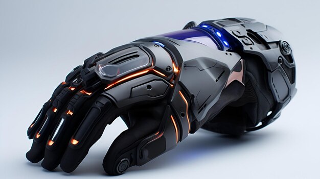 Foto cyborg mão dedo apontando tecnologia de inteligência artificial