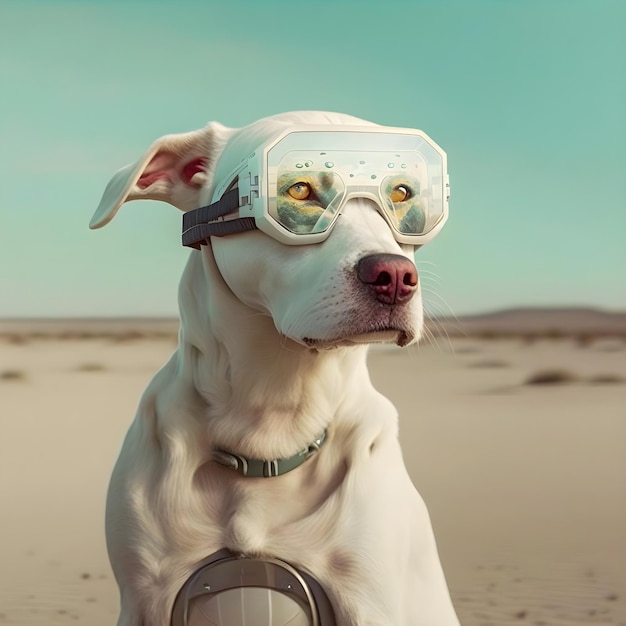 Cyborg perro retrato arte futurista