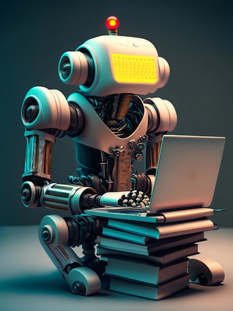Cyborg-Roboter tippen auf Laptop-Tastatur Zukunft der künstlichen Intelligenz