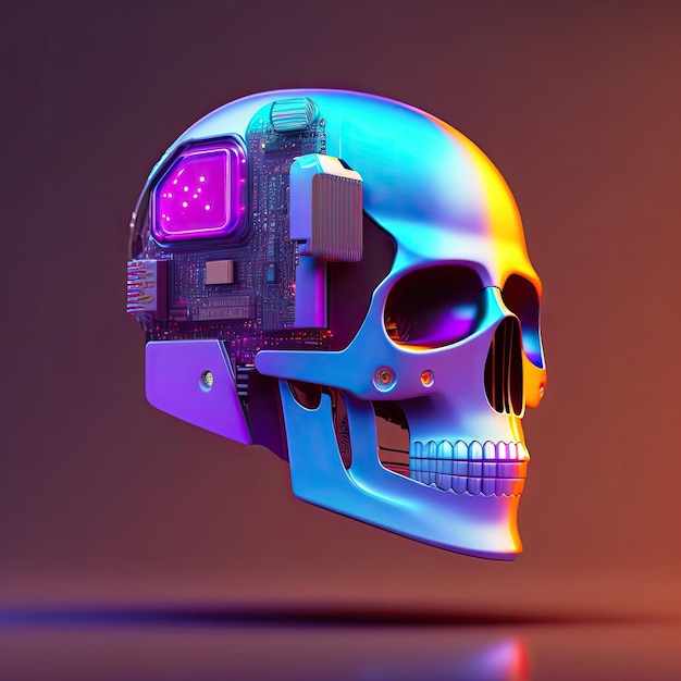 Cyborg-Tier oder Haustier im Retro-Futurismus und Punk-Stil, eine generative Illustration