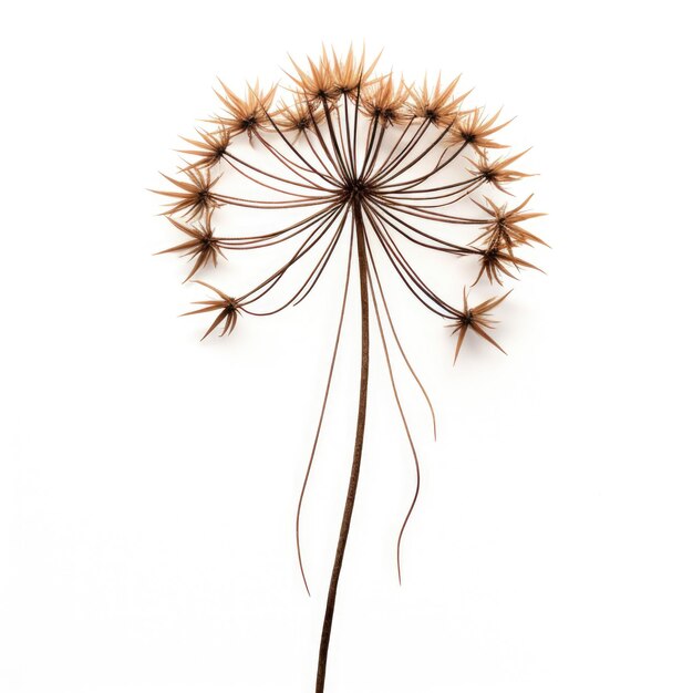 Cyperus Umbrella Pflanze getrocknete Blume isoliert auf weißem Hintergrund Generative KI