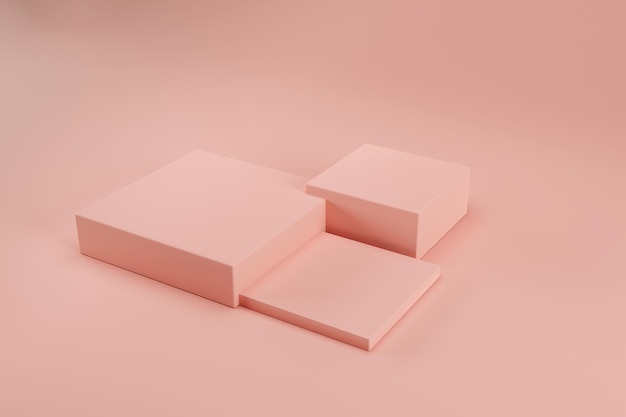 D abstrato renderizar plataforma rosa para exibição de produtos em fundo rosa pastel