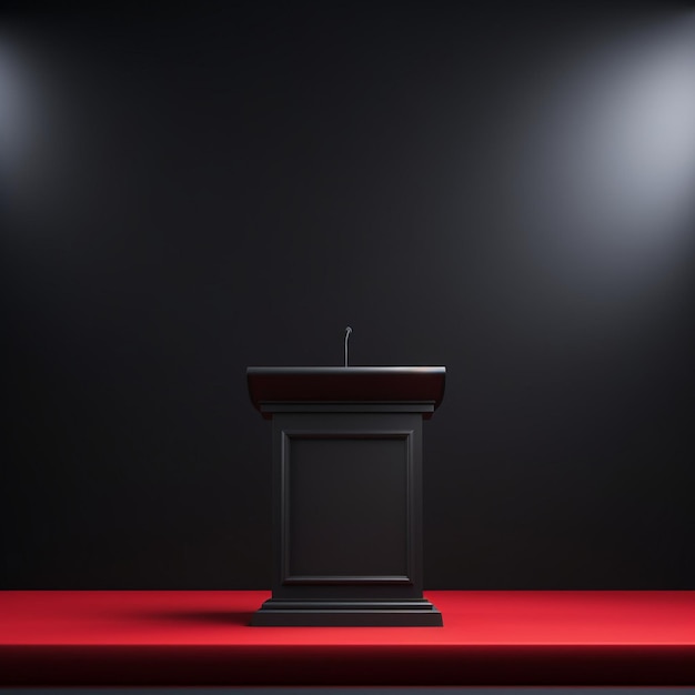 Foto d darstellung eines goldenen podiums auf schwarzem hintergrund das podium ist umgeben