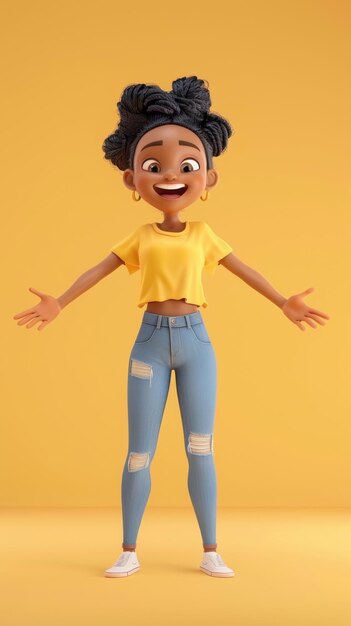 D desenho animado e influenciador para mídias sociais em personagem de fundo ou conceito de estúdio para maquete