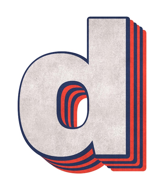 D efecto en capas del alfabeto png tipografía