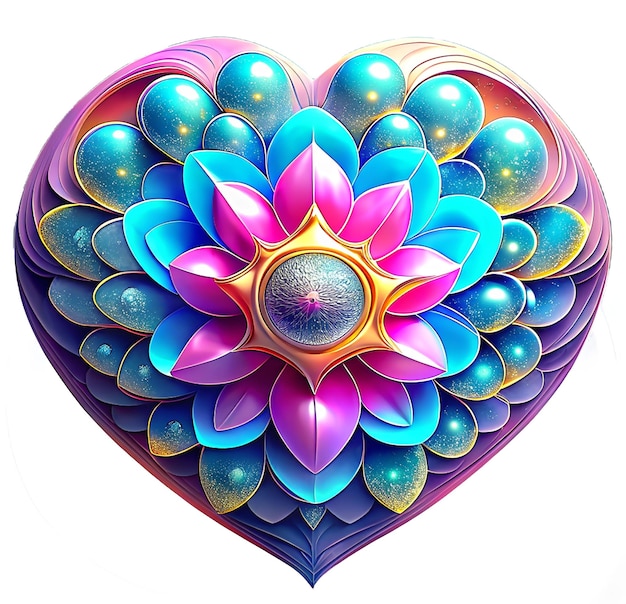 Foto d holo de neón objeto de corazón de color en estilo yk de moda futurista y vibrante elemento floral asiático para