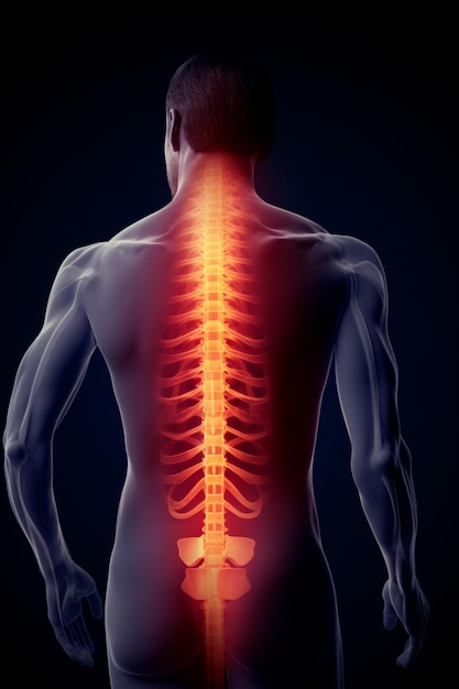 D Illustration des medizinischen Konzepts der Anatomie der menschlichen männlichen Wirbelsäule