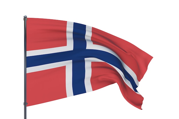 D ilustração acenando bandeiras da bandeira mundial da noruega isolada no fundo branco