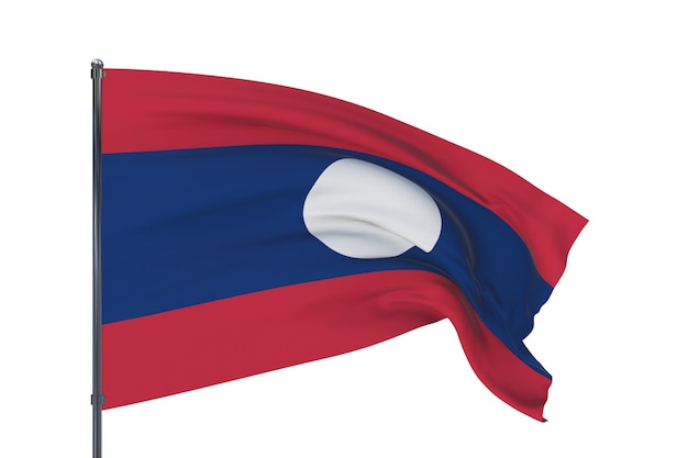 D ilustração acenando bandeiras da bandeira mundial do laos isolado no fundo branco