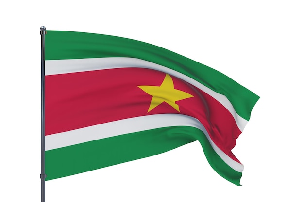 D ilustração acenando bandeiras da bandeira mundial do suriname isolada no fundo branco