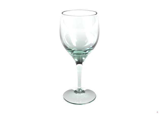 D ilustração de copo de vinho vazio isolado no branco