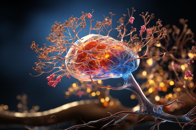 D ilustração de imagem colorida anatomia do cérebro humano tecido músculo-esquelético sistema nervoso sangue