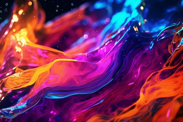 D ilustração pintura de fundo fluido abstrato e tinta em um arco-íris de cores