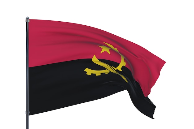 D ilustración ondeando banderas de la bandera mundial de angola aislado sobre fondo blanco.