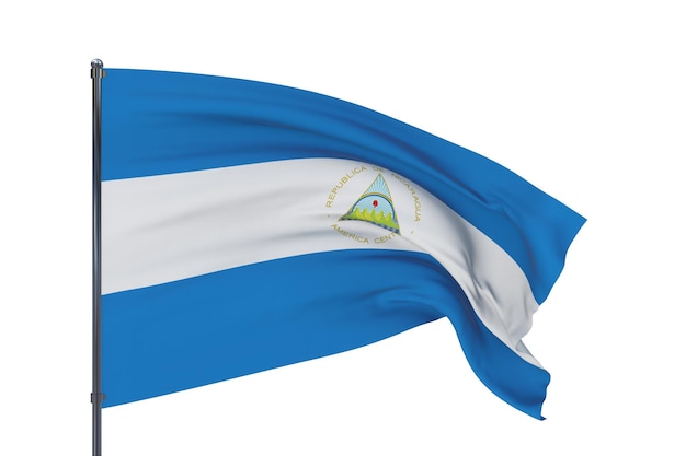 D ilustración ondeando banderas de la bandera mundial de nicaragua aislado sobre fondo blanco.