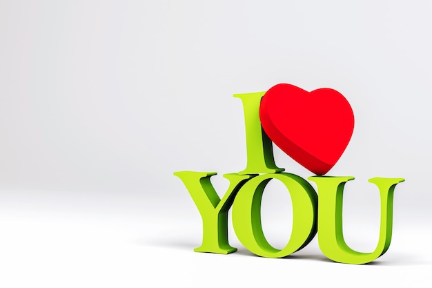 d Letra te amo verde corazón rojo