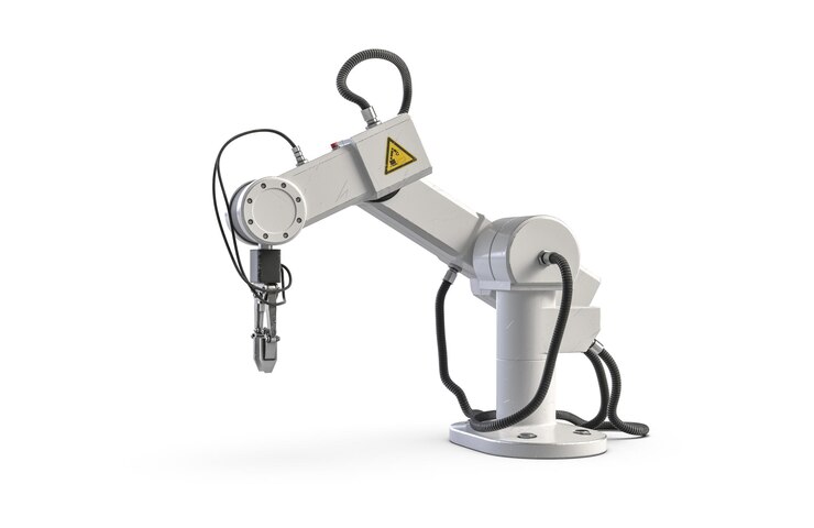 D render de brazo robot aislado en blanco