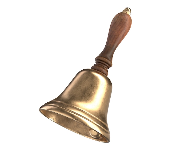 D render de campana de mano aislado en blanco