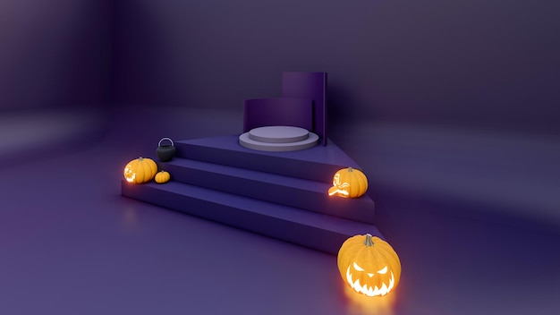 D render d representação pódio roxo e preto e fundo abstrato mínimo para o halloween