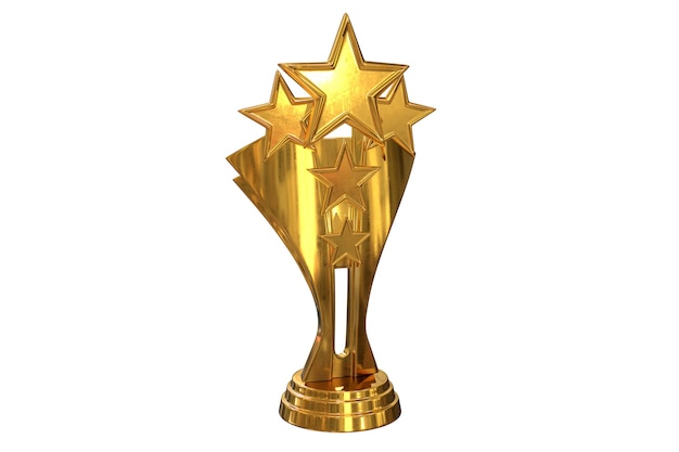 Foto d render da taça do troféu de ouro isolada no branco