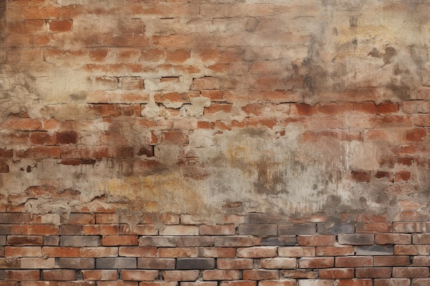 Foto d render de um interior de sala grunge com parede e chão de tijolos