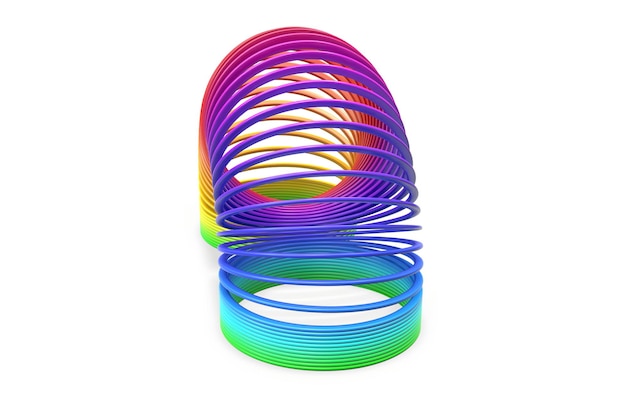 D render do brinquedo plástico colorido arco-íris mola espiral