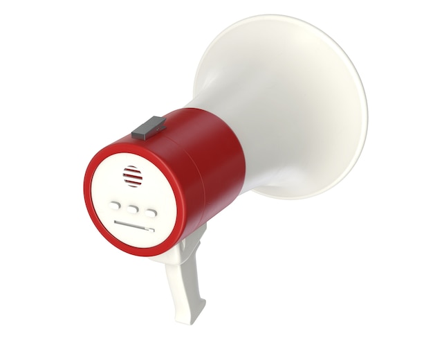 D render do megafone elétrico isolado no branco