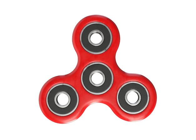 D render de fidget spinner rojo aislado en blanco