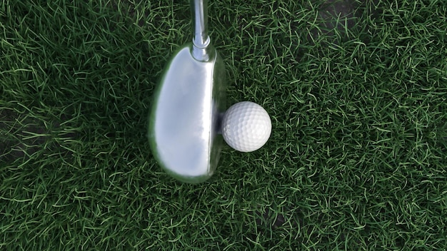 Foto d-render-golfschläger schlägt einen golfball