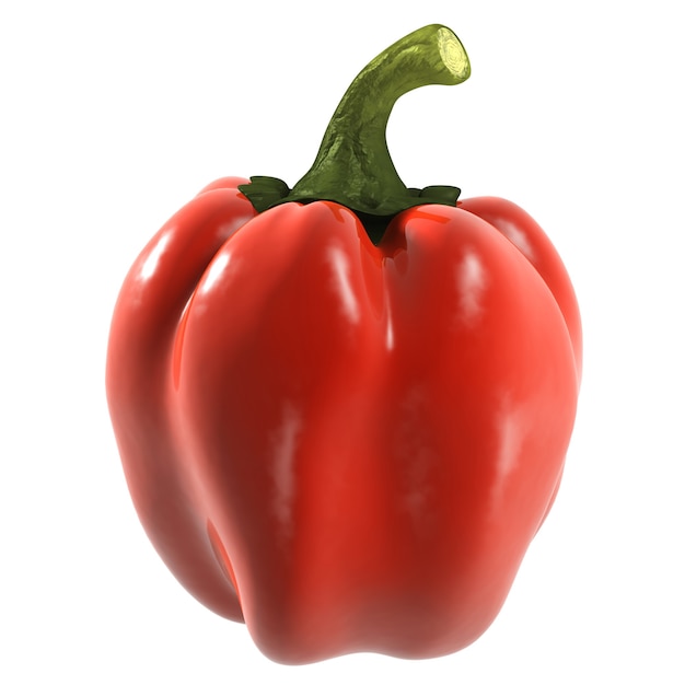 D Render de pimiento rojo aislado sobre fondo blanco.