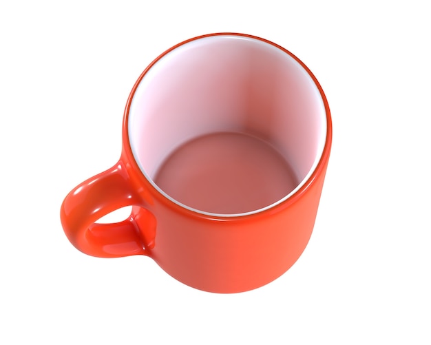 Foto d render de taza roja aislado en blanco