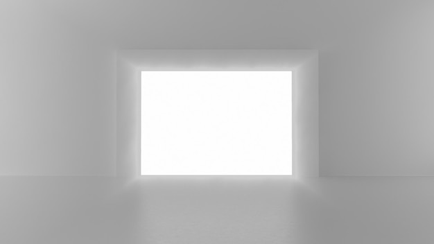 D renderização de portões de elevação com folga em uma sala iluminada