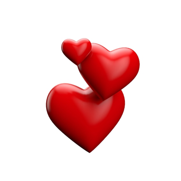 Foto d renderização de um coração de amor vermelho romântico