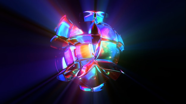 D renderizou a forma abstrata com reflexão e dispersão detalhadas