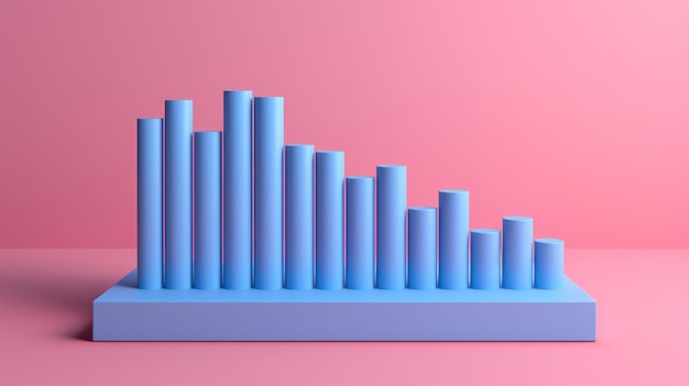 D representación de un gráfico de barras para el análisis de investigación de SEO empresarial, el comercio de divisas y la inflación