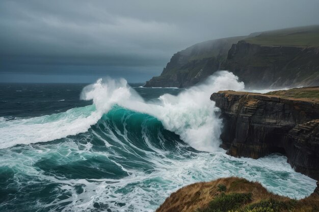 da beleza do oceano rugindo contra as escarpadas falésias costeiras