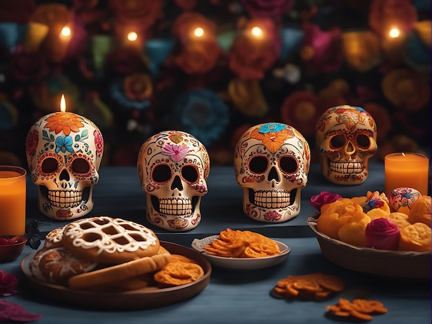 Da de Muertos Honrando os espíritos dos antepassados com coloridas tradições e celebrações vibrantes