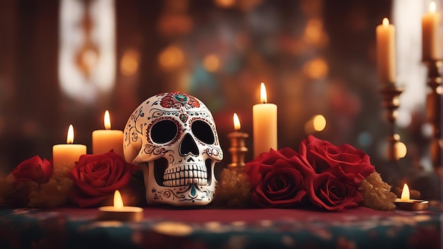 Da de Muertos Honrando os espíritos dos antepassados com coloridas tradições e celebrações vibrantes