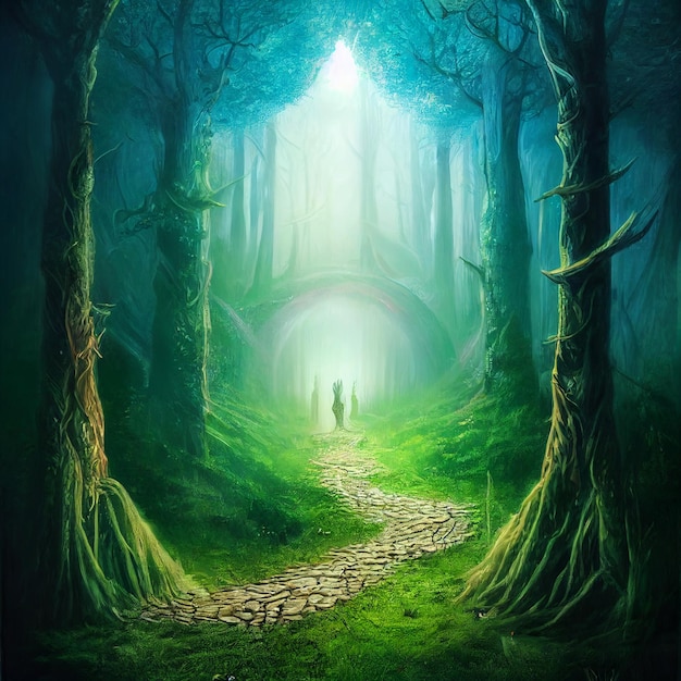 Da ist ein Mann, der durch einen Wald geht, mit einem Licht am Ende der generativen KI