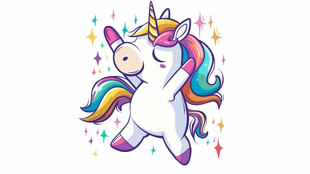 Dabbing Unicorn Cute em fundo branco