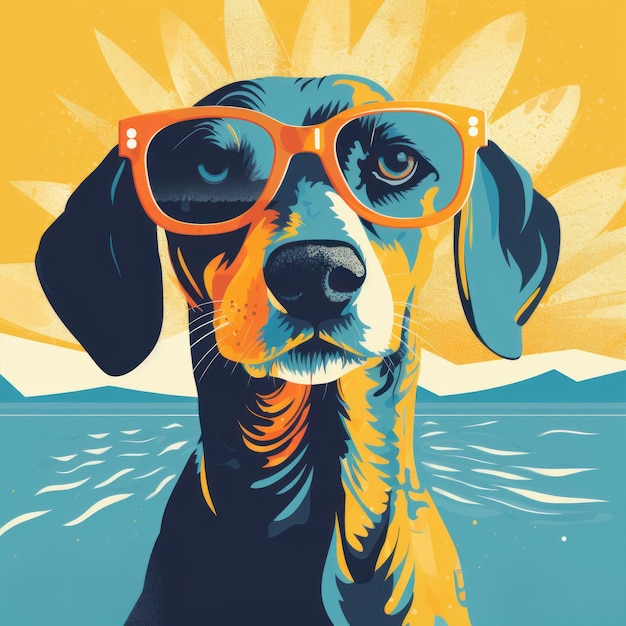 Dachshund en diseño de serigrafía de playa de gafas de sol